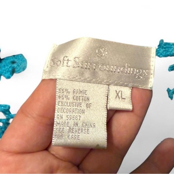 Soft Surroundings Turquoise Crochet Knit Top - Picture 6 of 6